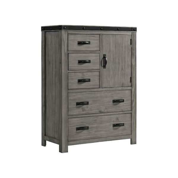 Montauk Gray 5-Drawer 38 in. Wide Chest of Drawers