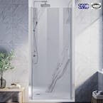 36 to 37-3/8 in. W x 72 in. H Pivot Swing Frameless Shower Door in Chrome with Clear Glass