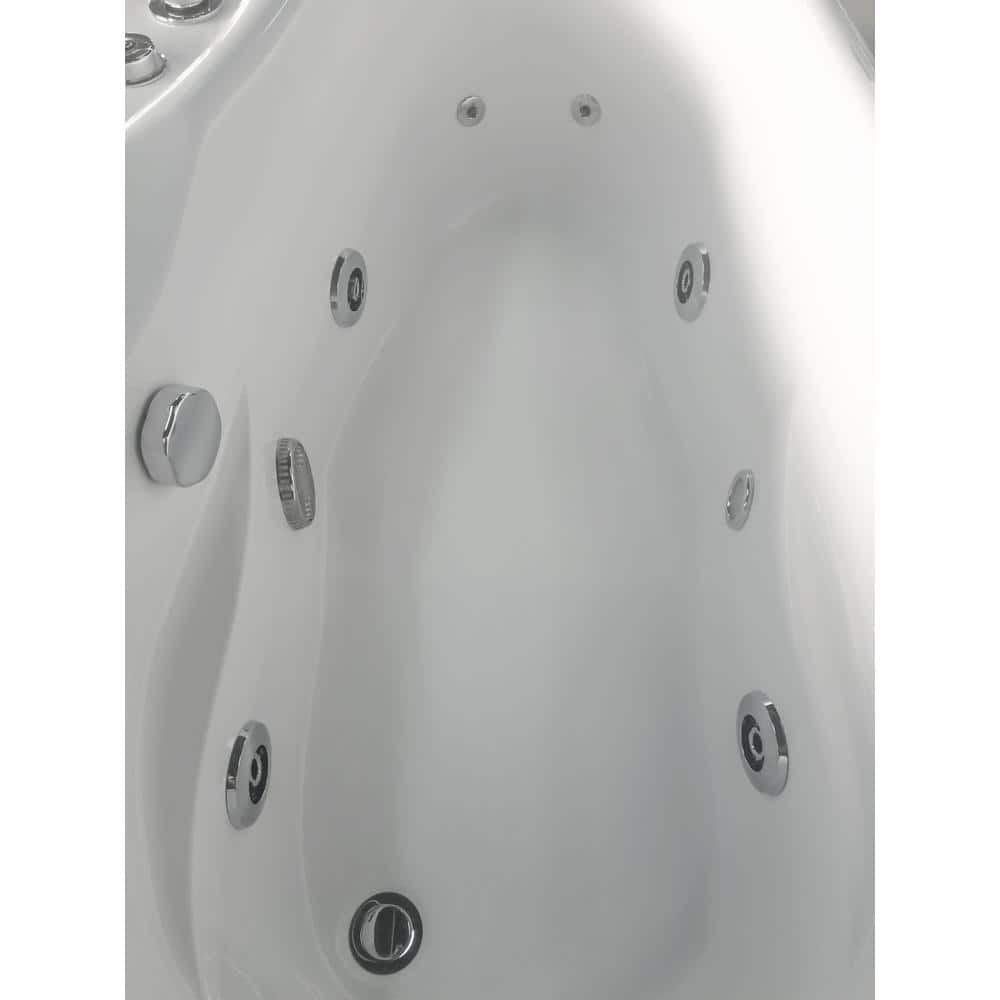 White Acrylic Corner Whirlpool Bathtub with Right Drain