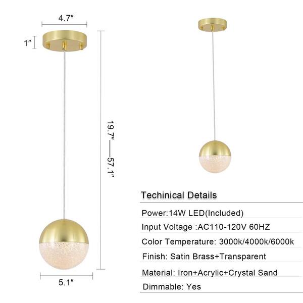 5.1 in. 1-Light Gold Modern Ball Flush Mount Included Bulb (Set of 3)