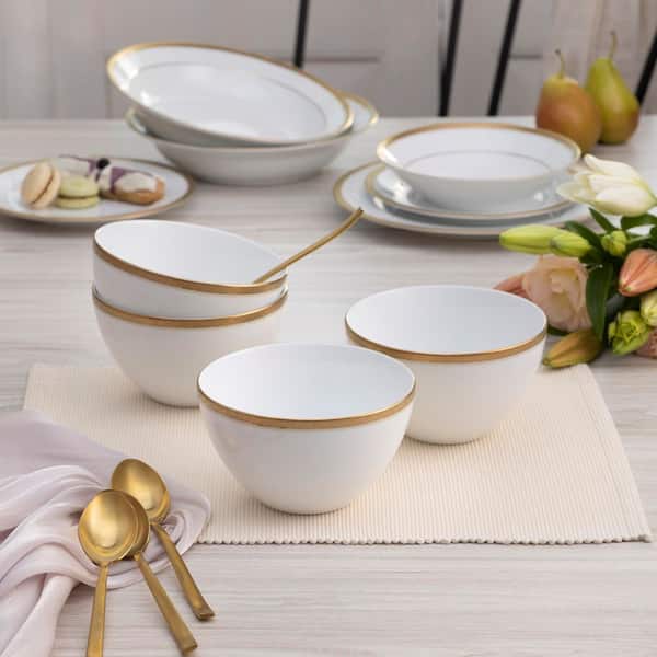 Noritake Charlotta Gold 6 in. 29 fl. oz. (Gold) Porcelain Cereal Bowls, (Set of 4)