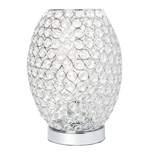 11 in. Chrome Elipse Crystal Decorative Curved Accent Uplight Table Lamp