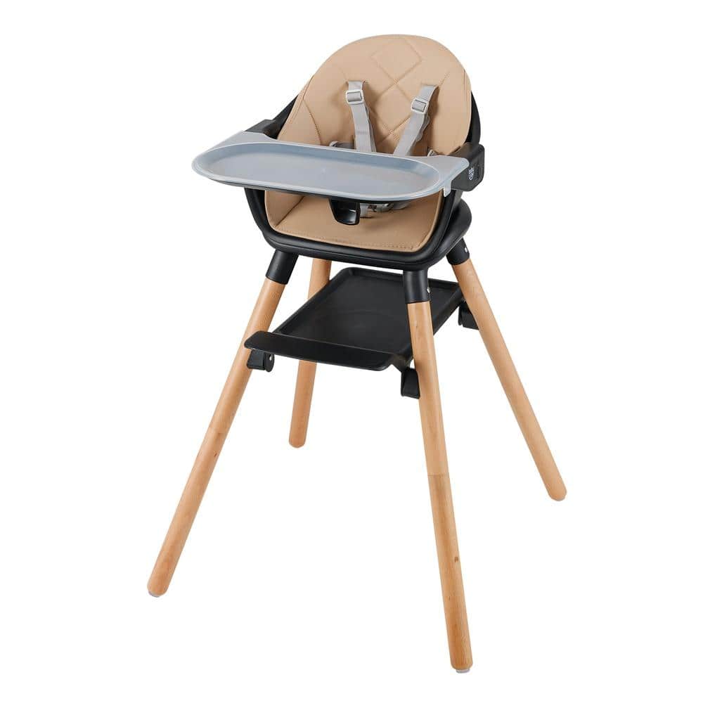 6 in 1 Convertible Highchair 6 Months to 6 Years Beech Wood Pyramid 5 Point Harness Removable Double PP Tray