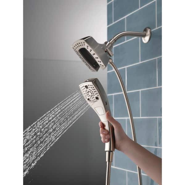 In2ition 5-Spray Patterns 2.5 GPM 5.75 in. Wall Mount Dual Shower Heads in Lumicoat Stainless