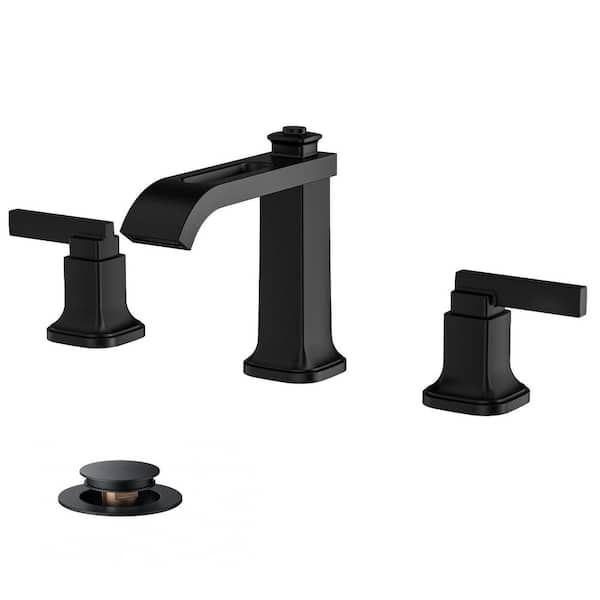 Forious pro 8 in. Widespread Double-Handle Bathroom Faucet with Pop-Up Drain 3-Hole Sink Faucet in Matte Black