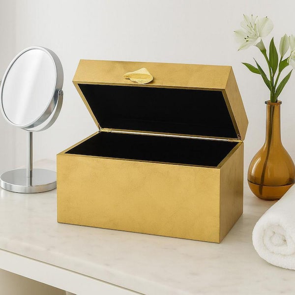 Vintiquewise Set of 2 Decorative Wooden Storage Boxes with Gold
