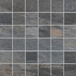 Longitude Slate Grey Matte 12 in. x 12 in. Square Matte Porcelain Floor and Wall Mosaic Tile (5 sq. ft./Case)