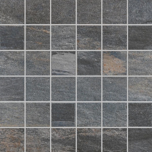 Florida Tile Home Collection Longitude Slate Grey Matte 12 in. x 12 in. Square Matte Porcelain Floor and Wall Mosaic Tile (5 sq. ft./Case)