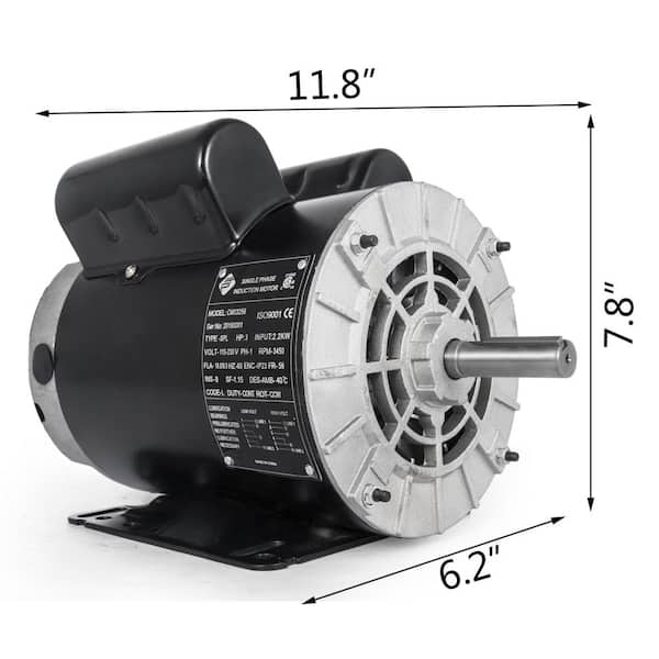 CM03256 Electric Motor 3 HP 1 Phase 3450RPM 5/8"shaft Rotation CCW Outdoors Home 
