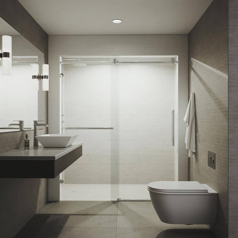 Ferrara Chrome Frameless Sliding Shower Door with Clear Glass