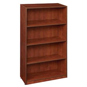 Magons 47 in. Cherry Wood 4-shelf Standard Bookcase with Adjustable Shelves