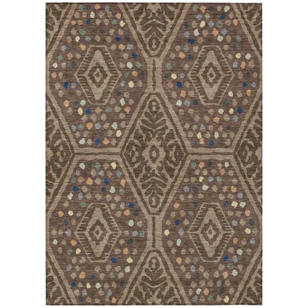Chantille Machine Washable Indoor/Outdoor Abstract ACN2457 Brown 9 ft. x 12 ft. Area Rug