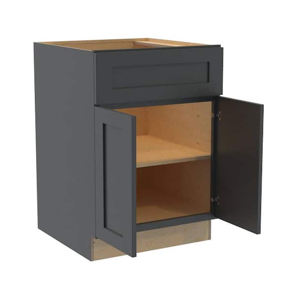 Newport 27 in. W x 24 in. D x 34.5 in. H Assembled Plywood Base Kitchen Cabinet in Deep Onyx with Soft Close