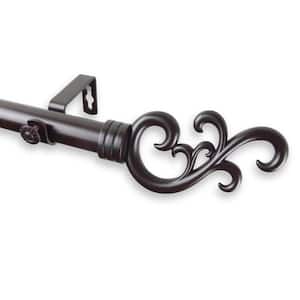 66 in. - 120 in. Telescoping 1 in. Single Curtain Rod Kit in Mahogany with Madeline Finial