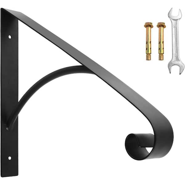 21.6 in. Metal Wrought Iron Stair Handrails Wall Mount for Outdoor Steps Fits 1 or 2 Steps Indoor or Porch