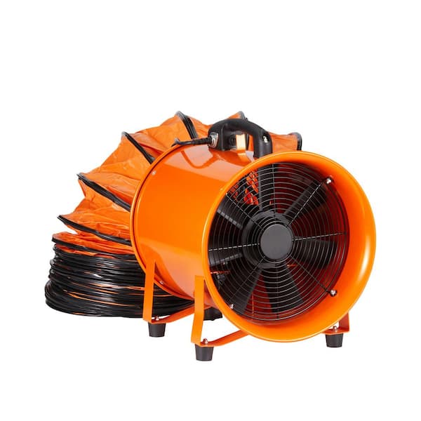 Portable Ventilator 16 in. 2 Speeds Blower Fan in Orange with 33 ft. Duct Hose 1350W Strong Shop Exhaust Blower 5175CFM
