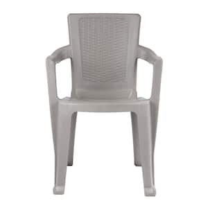 Stackable Plastic Patio Dining Chairs in Taupe Color (4-Pack)