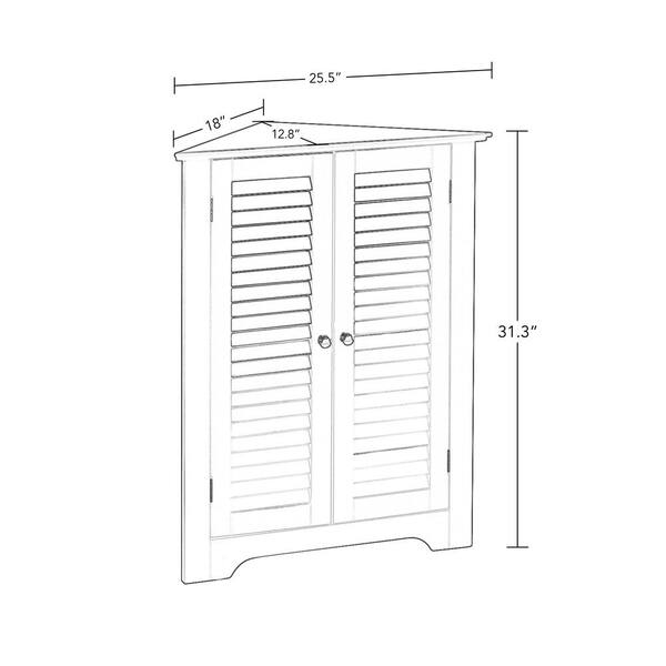 Freestanding Mdf 3 Shelf Corner Cabinet, Riverridge White 3 Shelf Corner Bookcase With Doors