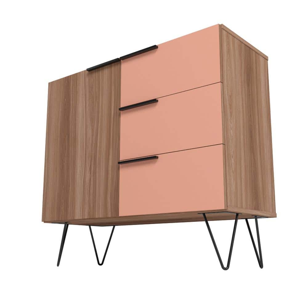 Mid-Century Mirrored Black Horizontal Combo Dresser