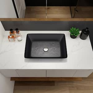 Elegant Design Matt Gray Tempered Glass Rectangle Bathroom Basin Vessel Sink