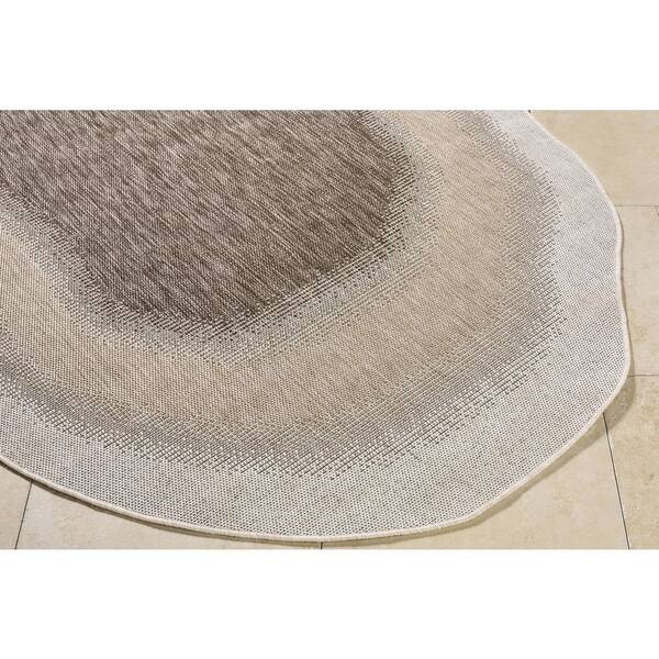 Miami Beach Brown Abstract 7 ft. x 10 ft. Indoor/Outdoor Area Rug