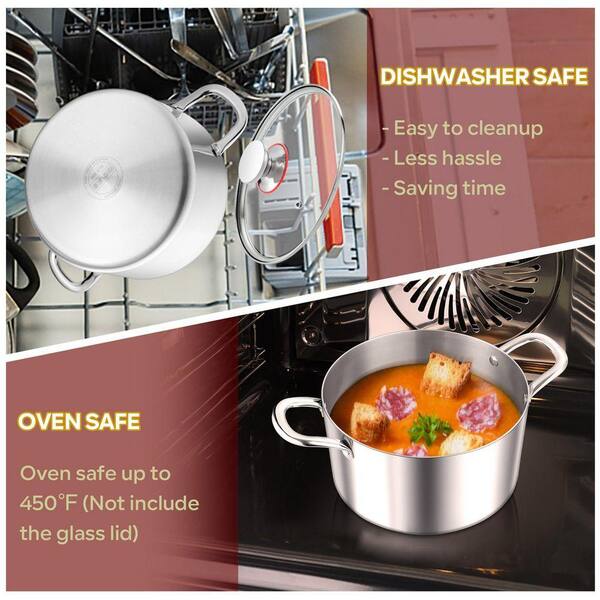 8 Quart Stock Pot with Lid, Tri-ply Stainless Steel Stockpot for