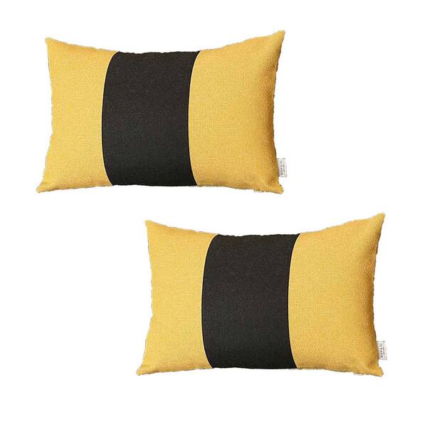 Set Of 2 Yellow And Black Lumbar Pillow Covers Set Of 2 Yellow And Black Lumbar Pillow Covers