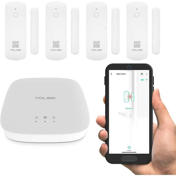 YoLink Smart Home Starter Kit: 4 Door/Window Sensors & Hub Kit, Compatible with Alexa, App for Remote Monitoring & Alert