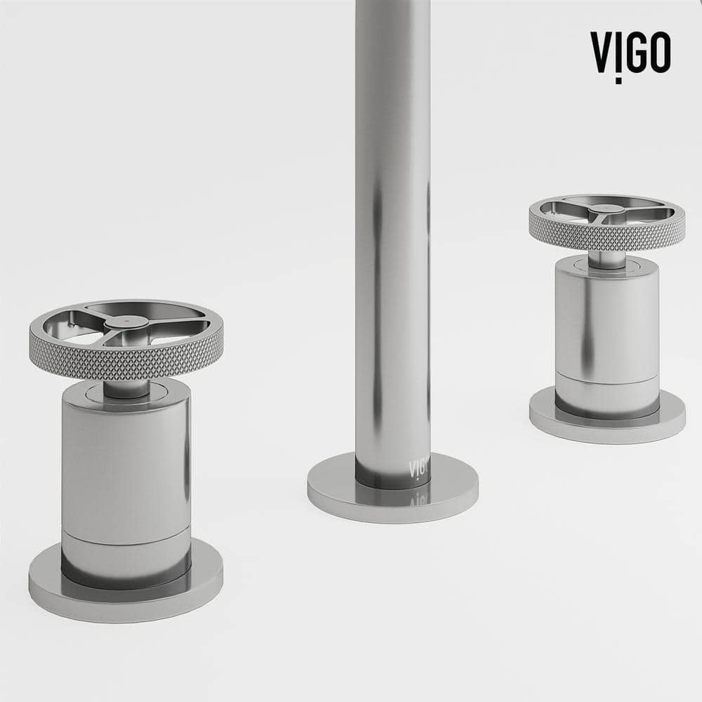 Cass Industrial-Chic Chrome Dual-Wheel Handle Widespread Bathroom Faucet