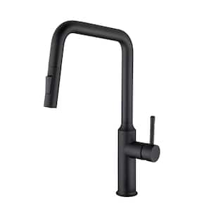 High-arc Spout Single Handle Pull Down Sprayer Kitchen Faucet with Advanced Spray in Matte Black
