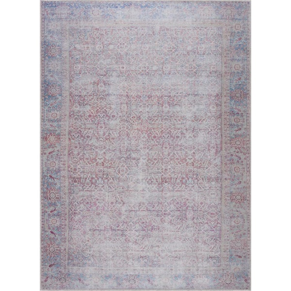 HAUTELOOM Dare Light Blue Cream Off White 8 ft. x 10 ft. Area Rug