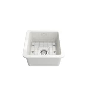 Sotto White Fireclay 18 in. Single Bowl Drop-In/Undermount Kitchen Sink w/Cutting Board and Faucet