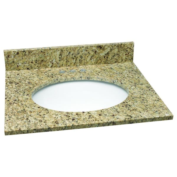 Design House 25 in. W Granite Vanity Top in Venetian Gold with White Bowl and 4 in. Faucet Spread