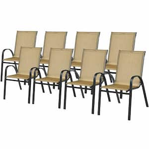 8-Piece Patio Outdoor Dining Chair Stackable Armchair with Breathable Fabric