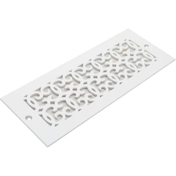 Reggio Registers Versailles Series 12 in. x 6 in. White Steel Vent Cover Grille for Home Floors and Walls with Mounting Holes