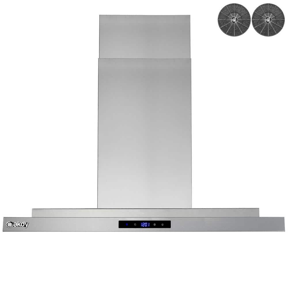 36-Inch Stainless Steel Convertible Island Range Hood with LED Lights