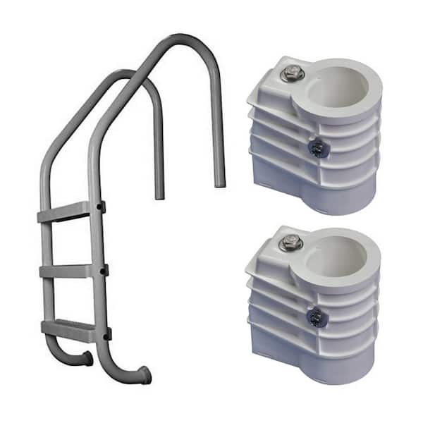 Pool Ladder and Anchor Sockets 3-Step Polymer for in Ground Pool