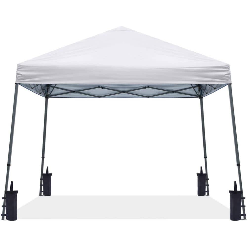 ABCCANOPY 10 ft. x 10 ft. White Slant Leg Pop-Up Canopy Tent AHXJ ...