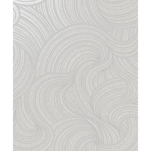 Twisted Clouds Wallpaper Grey Paper Strippable Roll (Covers 57 sq. ft.)