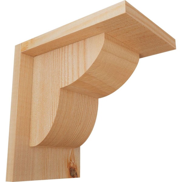 Ekena Millwork 5-1/2 in. x 8 in. x 8 in. Douglas Fir Crestline Smooth Corbel with Backplate