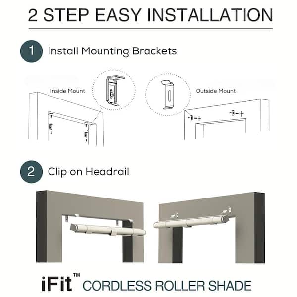iFit - Cut-to-Width 45 in. W x 73 in. L White Cordless Blackout Polyester Fabric Roller Shade