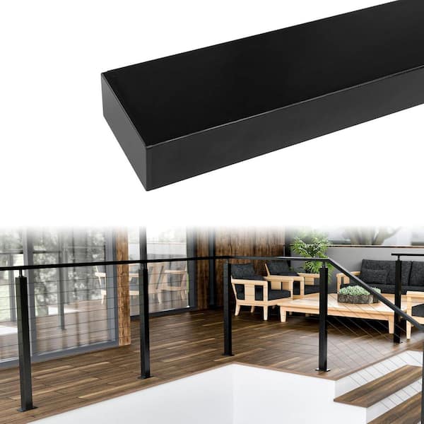 2.5 in. H x 6.6 in. W Black Aluminum Stair Railing Kit Adjustable Length, Indoor/Outdoor, BPA-Free