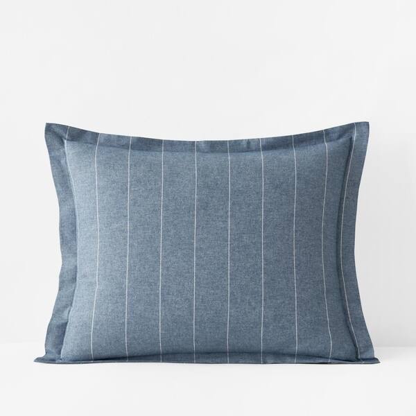 The Company Store Legends Hotel Bromley Stripes Yarn-Dyed Velvet Denim Cotton Flannel King Sham