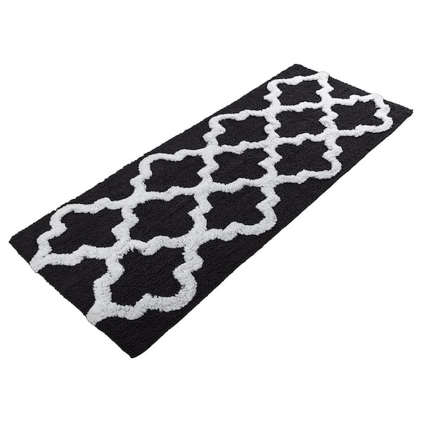 Trellis Black 24 in. x 60 in. Bathroom Mat