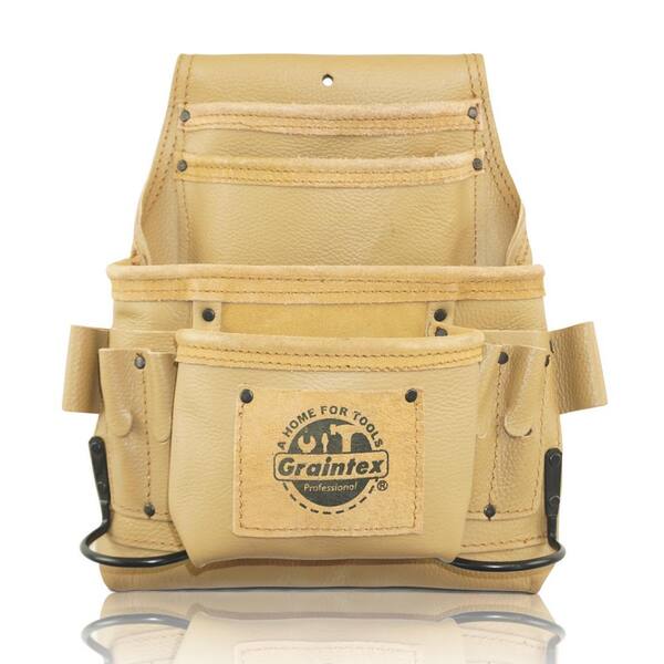 Graintex 10Pocket Rugged Top Grain Leather Nail & Tool Pouch with 2 Hammer Holders ST2267 The