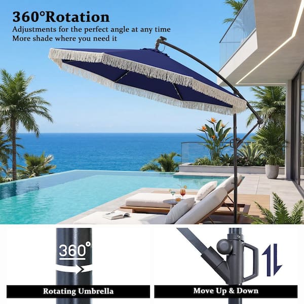 10ft solar led lighted patio umbrella w tilt adjustment HOMSHADE Cantilever with Base Included, Premium 220GSM Solution-Dyed Fabric, 5-Year Fade-Resistant, 30 MPH Windproof, 45° Infinite for Backyard, Deck, Pool (Red) : Patio, Lawn Introducing the 10ft Umbrella Best Choice Products 10ft Solar