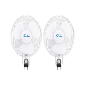 16 in. 3-Speed Mounted Wall Fan in White with Tilt Adjustable (2 Pack）