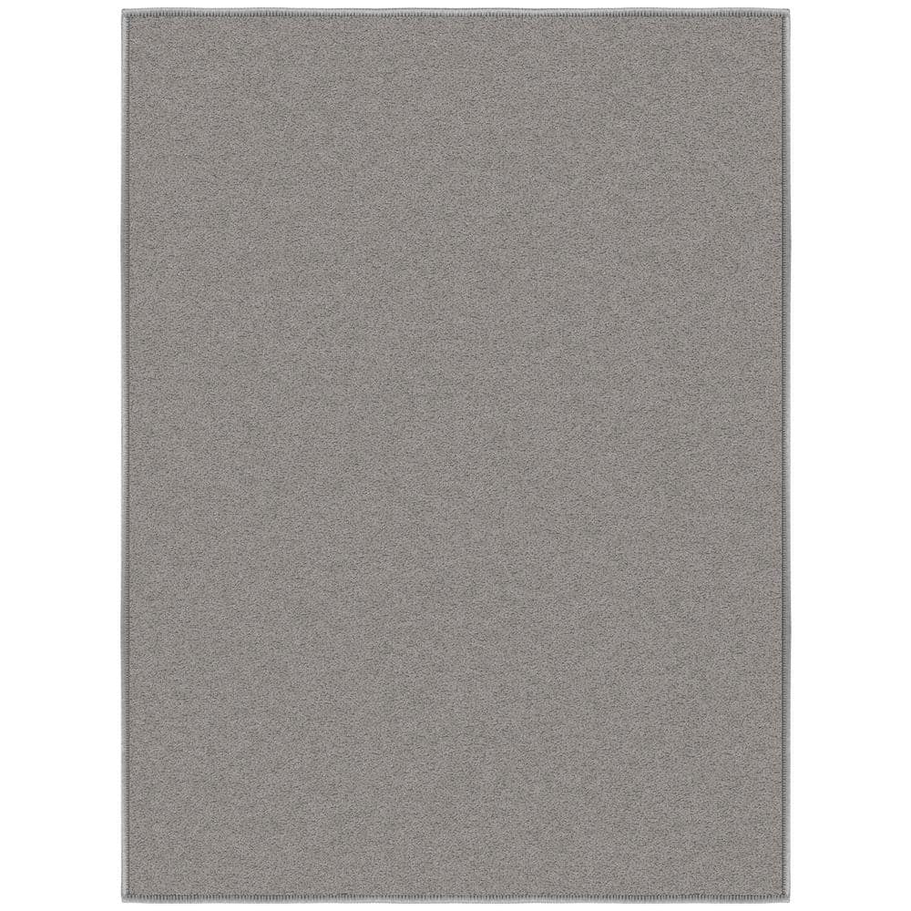 Gray Rectangular Non-Slip Washable Synthetic Kitchen Mat