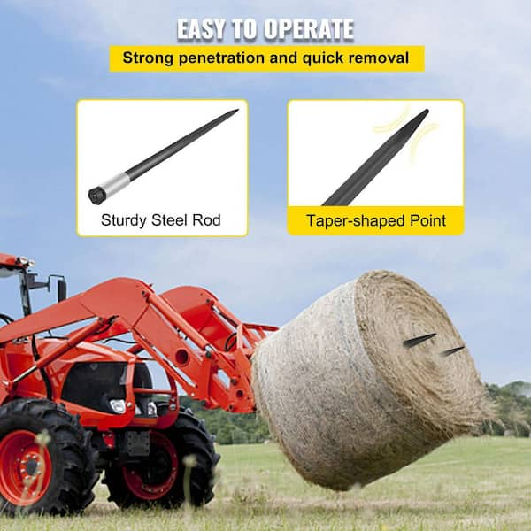 Universal Loader Bucket Mount Hay Bale Spear Spike Stabilizer Handling  Spears