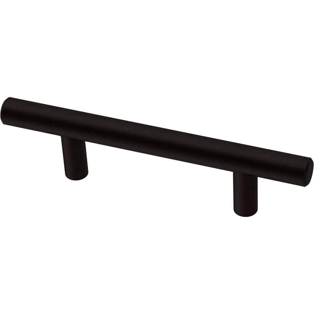 Matte Black Modern Brass Bar Cabinet Handles 3" Center to Center